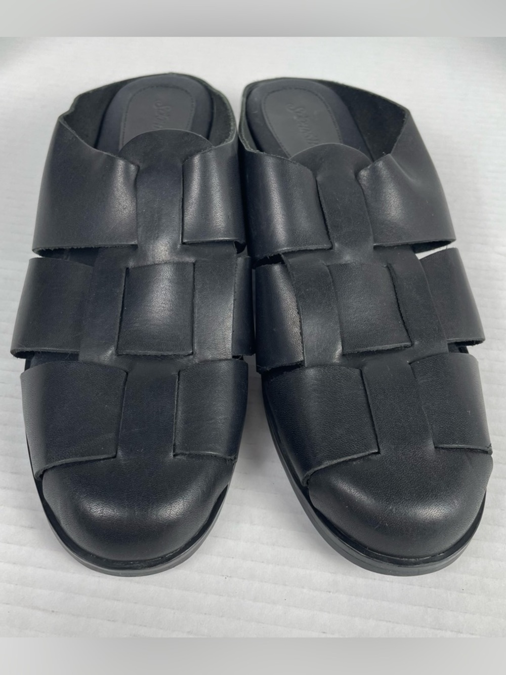 NOT FOR SALE Rare Vintage 90s Fisherman Mules Sandal 10 Black Leather Brazil - Picture 4 of 16